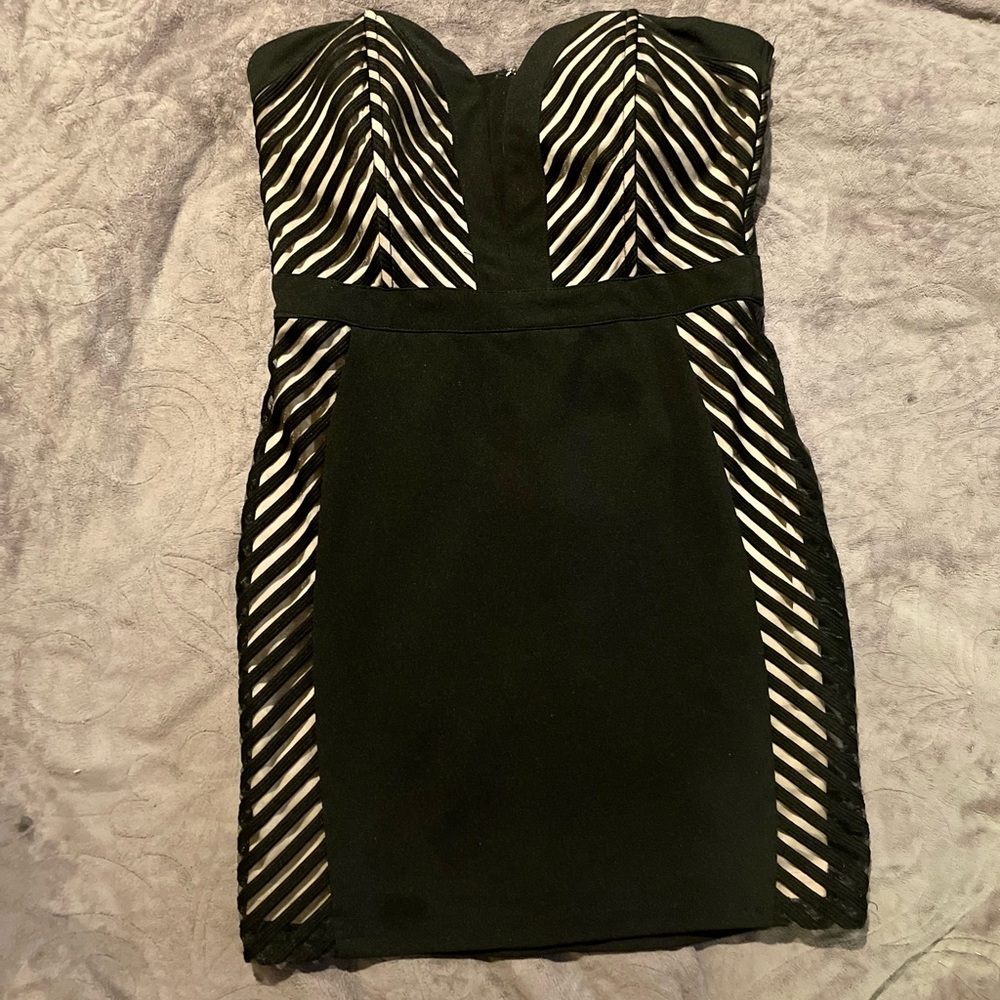 Black and nude strapless dress by Alt. B